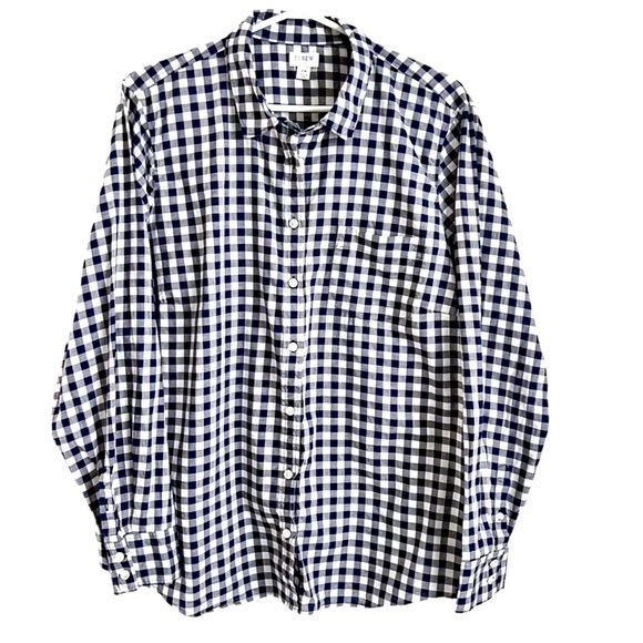 J Crew Navy Gingham Blue Button Down - Picture 2 of 8